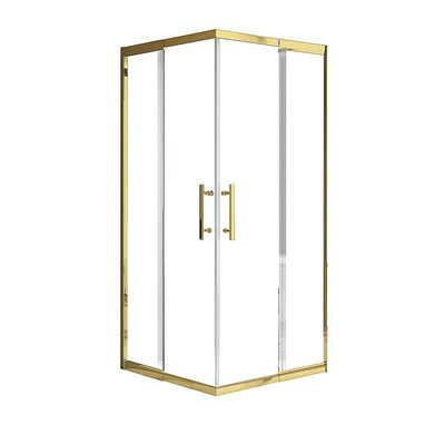 Adjustable 1200x1200mm Double Sliding Door Glass Shower Screen in Gold