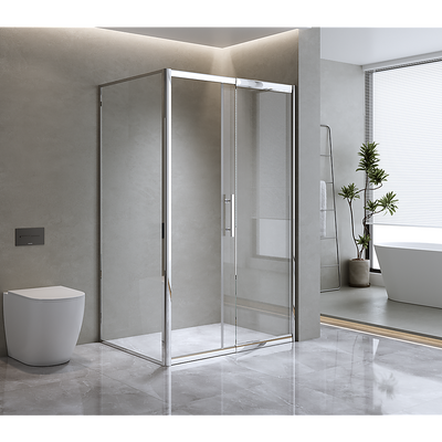 Adjustable 1400x800mm Single Door Corner Sliding Glass Shower Screen in Chrome