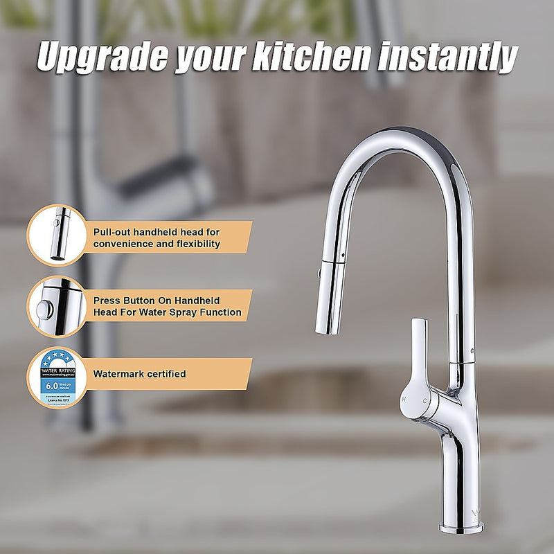Kitchen Laundry Bathroom Basin Sink Pull Out Mixer Tap Faucet in Chrome