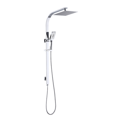 WELS 10" Rain Shower Head Set Square Dual Heads High Pressure with Handheld in Chrome