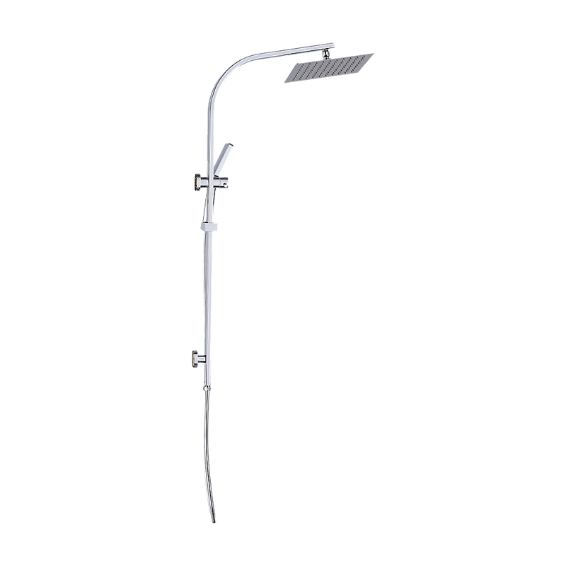 WELS 10" Rain Shower Head Set Square Dual Heads High Pressure with Handheld in Chrome