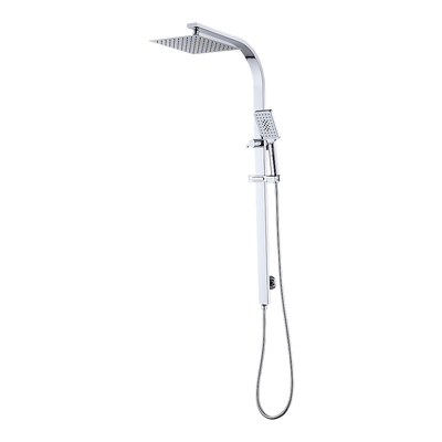 WELS 10" Rain Shower Head Set Square Dual Heads High Pressure with Handheld in Chrome