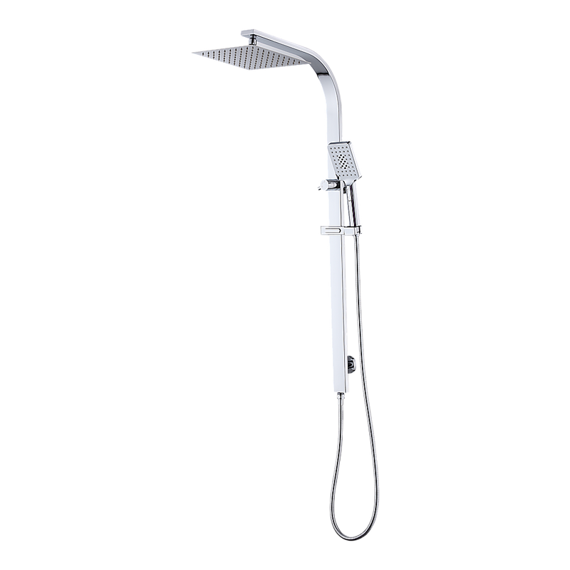 WELS 10" Rain Shower Head Set Square Dual Heads High Pressure with Handheld in Chrome