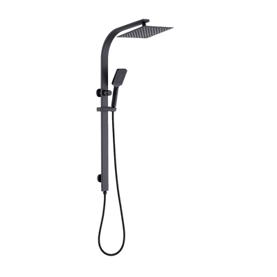 WELS 10" Rain Shower Head Set Square Dual Heads High Pressure with Handheld in Black