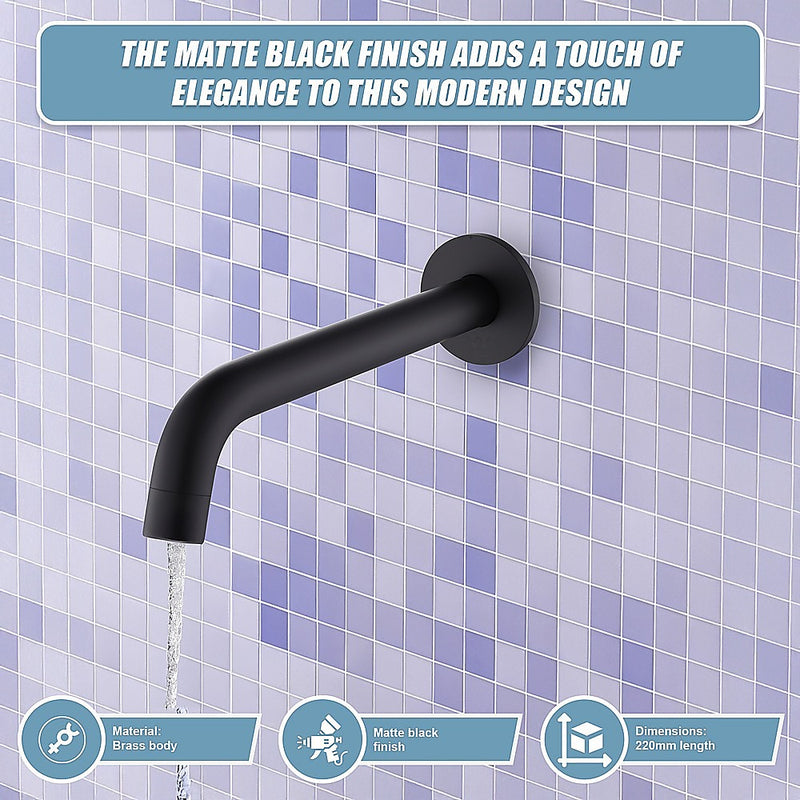 220mm Bath Spout in Matte Black Finish