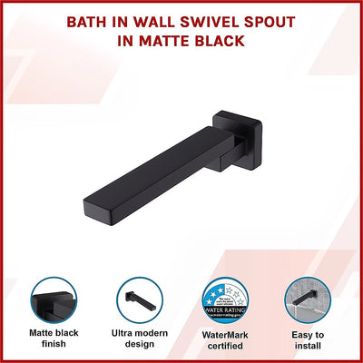 Bath In Wall Swivel Spout in Matte Black
