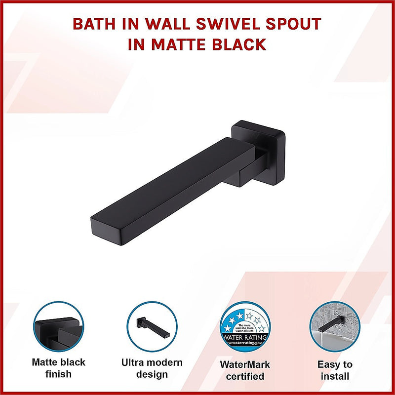 Bath In Wall Swivel Spout in Matte Black