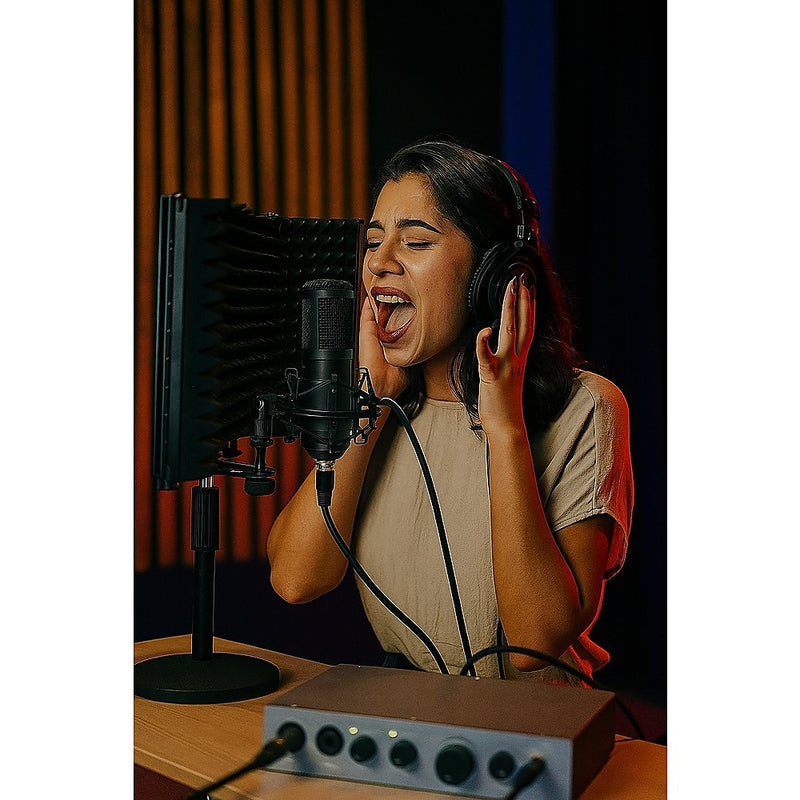 3 Panels Microphone Isolation Shield Mic Sound Absorbing Foam Reflector