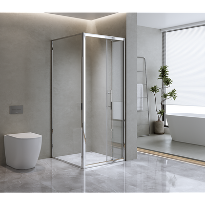 40mm Adjustable Contemporary Corner Sliding Chrome Shower Screen 86x80cm