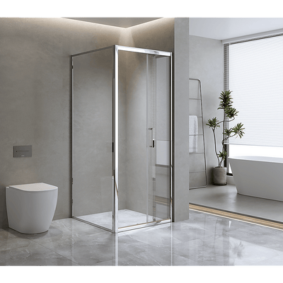 40mm Adjustable Contemporary Corner Sliding Chrome Shower Screen 86x101cm