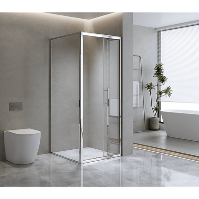40mm Adjustable Contemporary Corner Sliding Chrome Shower Screen 86x101cm