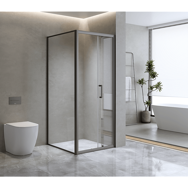 40mm Adjustable Contemporary Corner Sliding Black Shower Screen 90x80cm