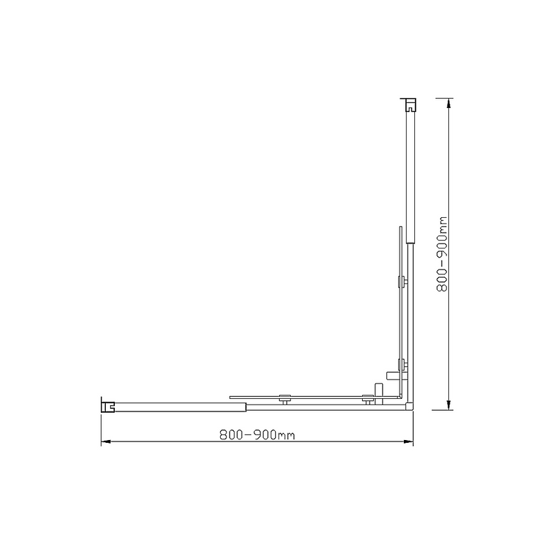 Adjustable 900x900mm Double Sliding Door Glass Shower Screen in Gold