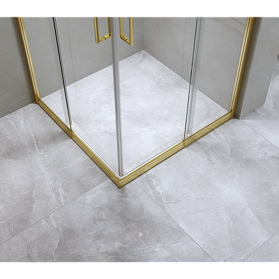 Adjustable 1200x1100mm Double Sliding Door Glass Shower Screen in Gold