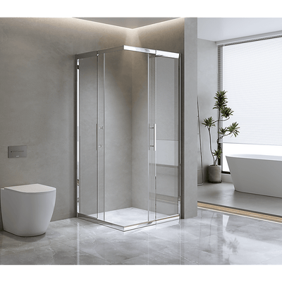 Adjustable 900x900mm Double Sliding Door Glass Shower Screen in Chrome