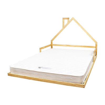 Pine Wood Floor Bed House Frame for Kids and Toddlers