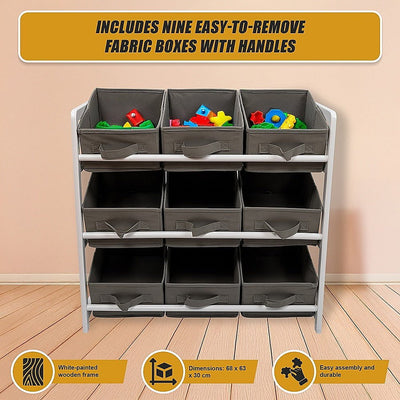 Kids Toy Box Storage Unit Drawers Childrens Bedroom Shelf Baby Nursery Furniture Grey