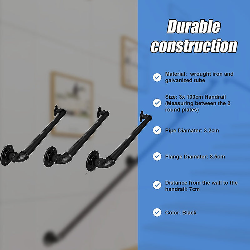 3m Handrail Stair Rail Grab Balustrade Staircase Banister + Installation Kit