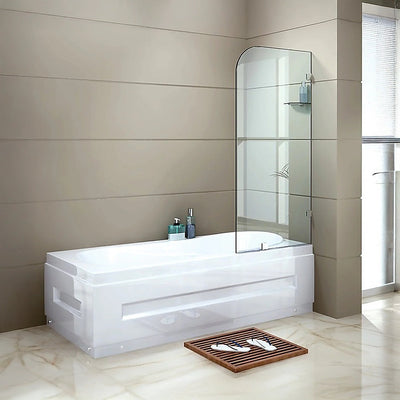 70cm Frameless Glass Bath Screen with Wall U-Bracket - Chrome