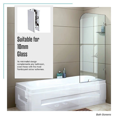 70cm Frameless Glass Bath Screen with Wall U-Bracket - Chrome