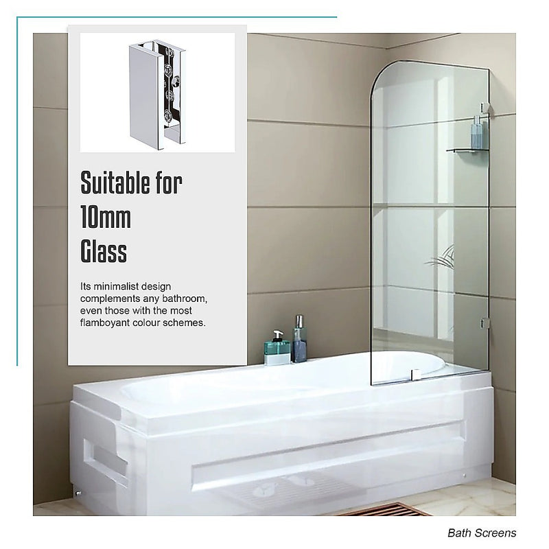 70cm Frameless Glass Bath Screen with Wall U-Bracket - Chrome