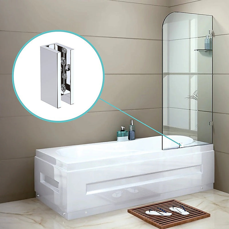 70cm Frameless Glass Bath Screen with Wall U-Bracket - Chrome