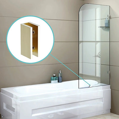 70cm Frameless Glass Bath Screen with Brackets - Gold