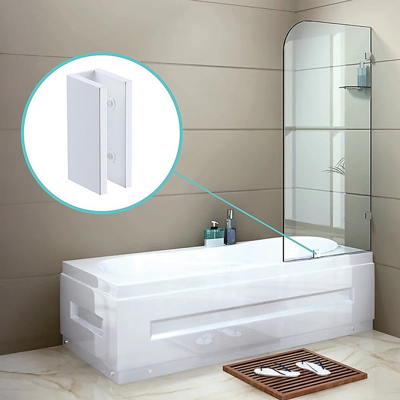 70cm Frameless Glass Bath Screen with Brackets - White