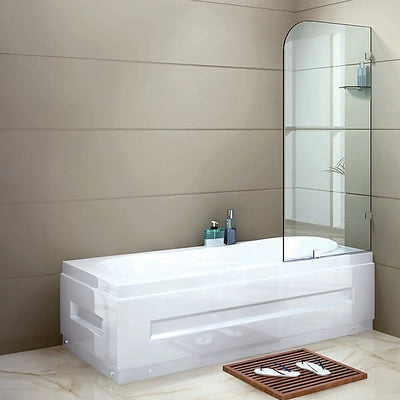 70cm Frameless Glass Bath Screen with Brackets - White