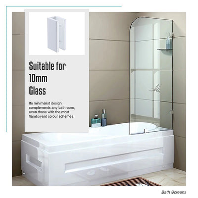 70cm Frameless Glass Bath Screen with Brackets - White