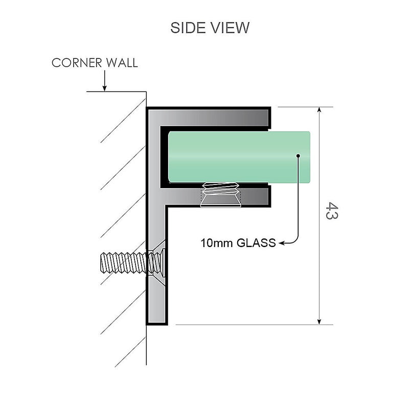 100cm Frameless Glass Bath Screen with Stainless Steel Brackets - Black