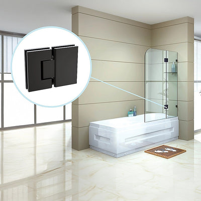 120cm Frameless Glass Bath Screen with Stainless Steel Brackets - Black