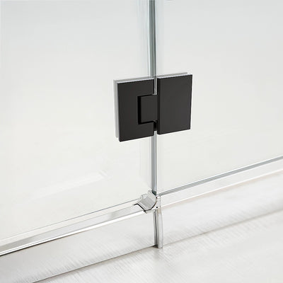 120cm Frameless Glass Bath Screen with Stainless Steel Brackets - Black