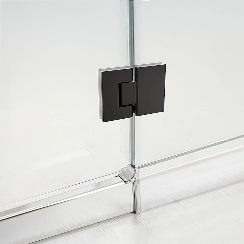 120cm Frameless Glass Bath Screen with Stainless Steel Brackets - Black
