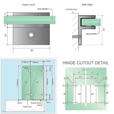 120cm Frameless Glass Bath Screen with Stainless Steel Brackets - White