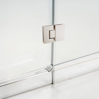 120cm Frameless Glass Bath Screen with Stainless Steel Brackets - Nickel
