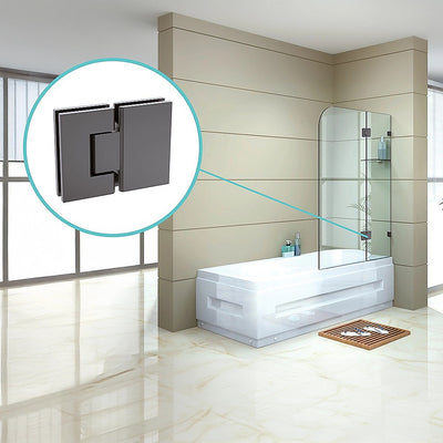120cm Frameless Glass Bath Screen with Stainless Steel Brackets - Gunmetal