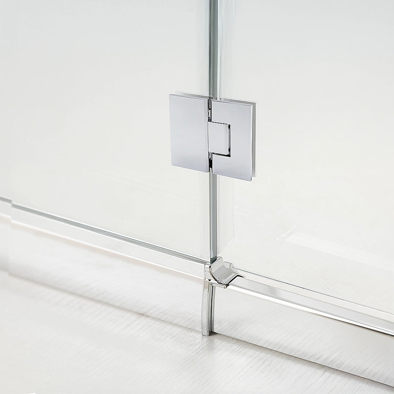 100cm Frameless Glass Bath Screen with Brass Brackets - Chrome