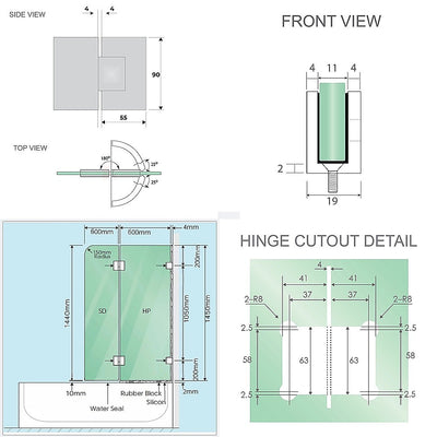 120cm Frameless Glass Bath Screen – Brass Wall U-Brackets in Chrome for Stylish Bathroom Upgrade