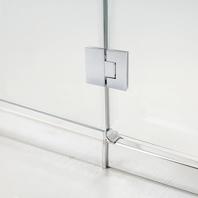 120cm Frameless Glass Bath Screen – Brass Wall U-Brackets in Chrome for Stylish Bathroom Upgrade