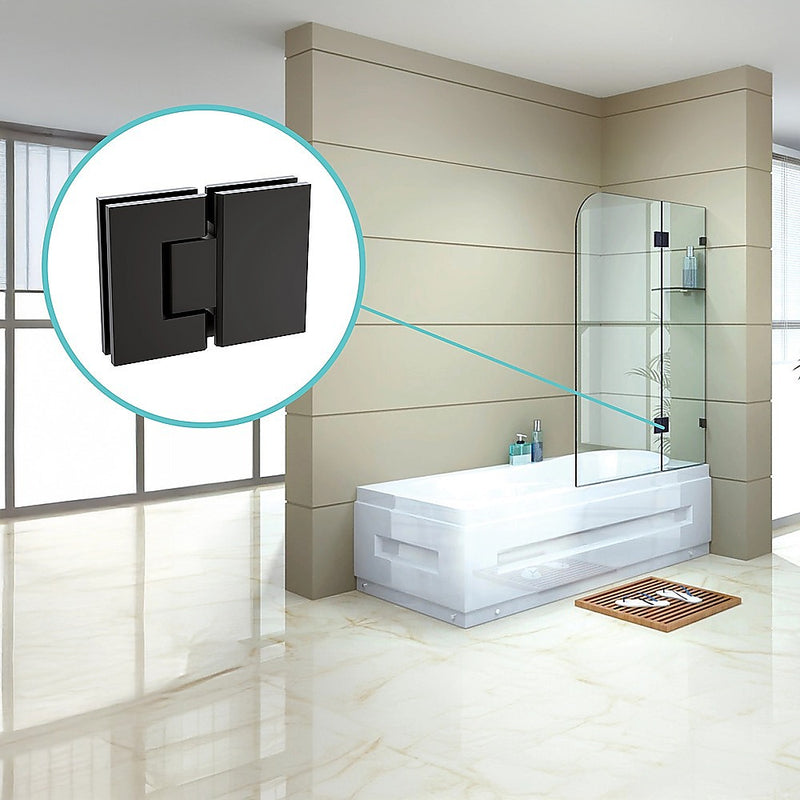 120cm Frameless Glass Bath Screen with Brass Brackets - Black