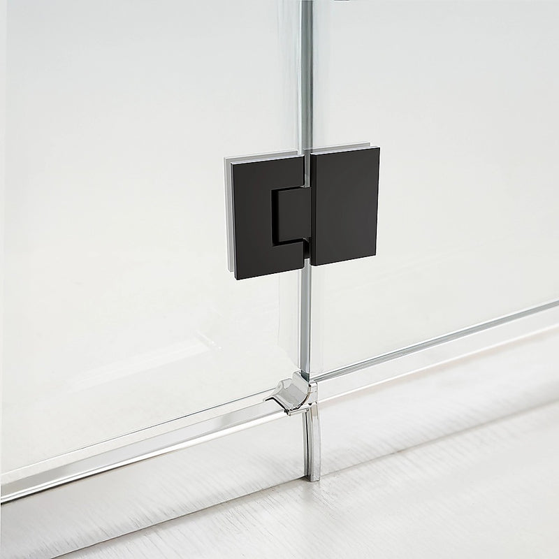 120cm Frameless Glass Bath Screen with Brass Brackets - Black