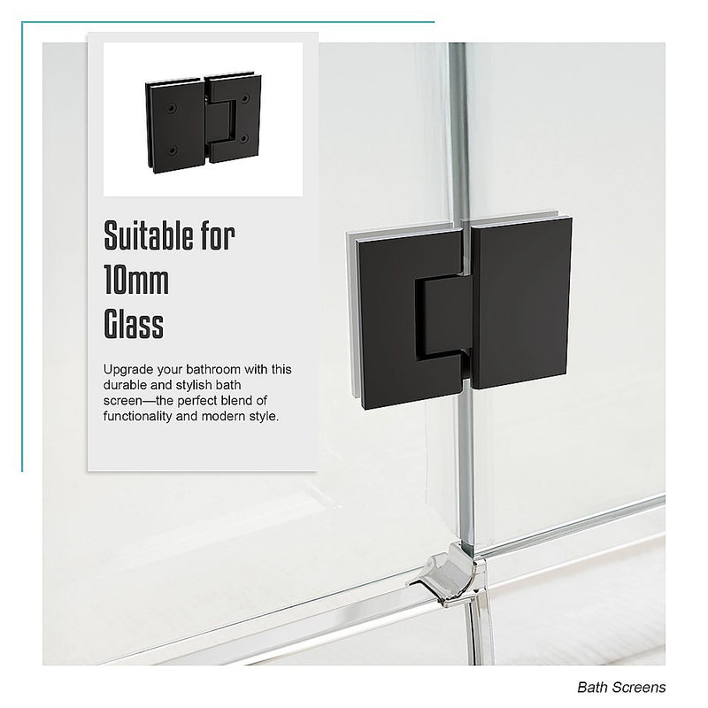 120cm Frameless Glass Bath Screen with Brass Brackets - Black