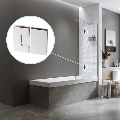 100cm Frameless Glass Bath Screen with Brass Brackets - White