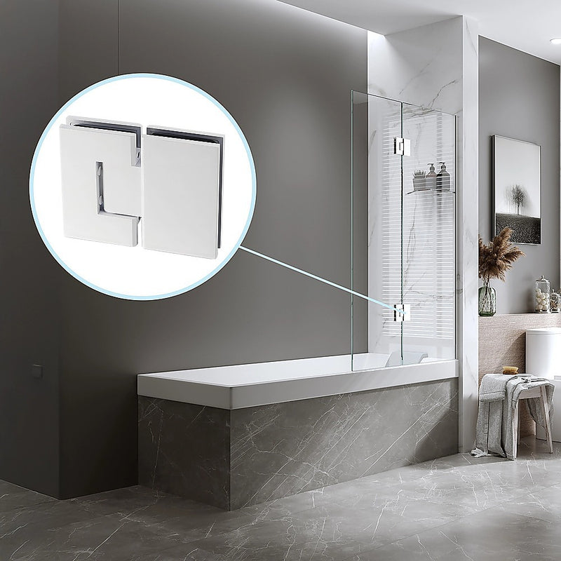 100cm Frameless Glass Bath Screen with Brass Brackets - White