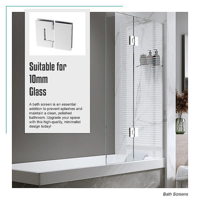 100cm Frameless Glass Bath Screen with Brass Brackets - White