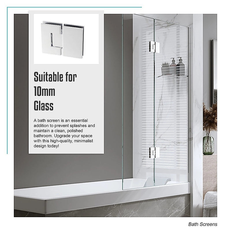 100cm Frameless Glass Bath Screen with Brass Brackets - White