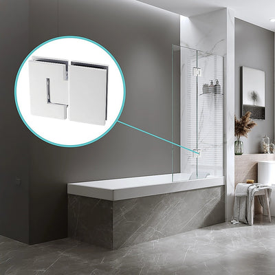 120cm Frameless Glass Bath Screen with Brass Brackets - White