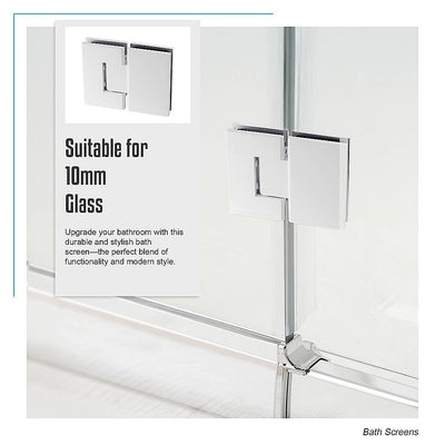 120cm Frameless Glass Bath Screen with Brass Brackets - White