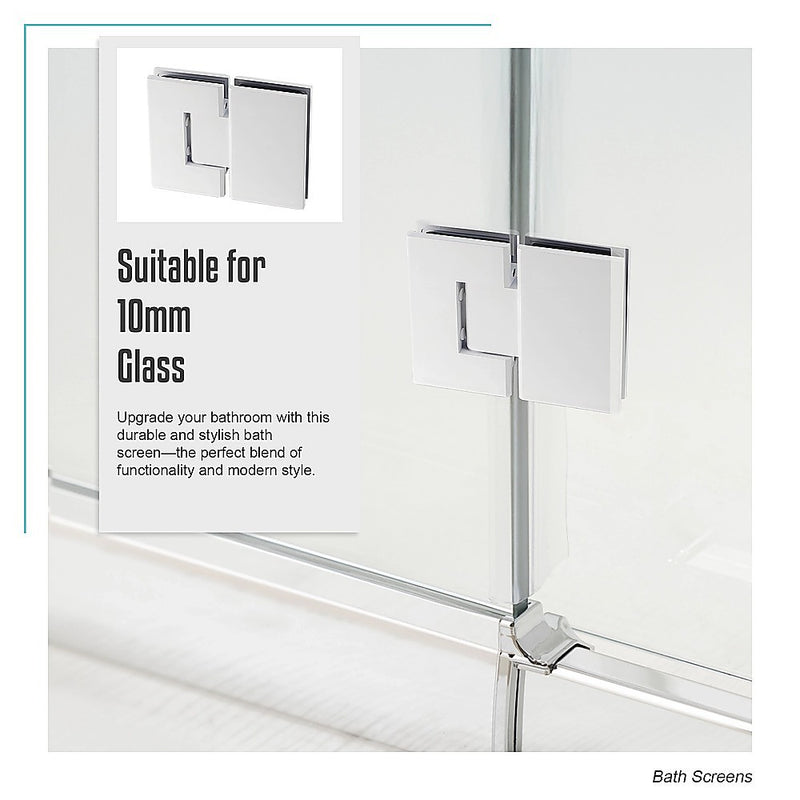 120cm Frameless Glass Bath Screen with Brass Brackets - White